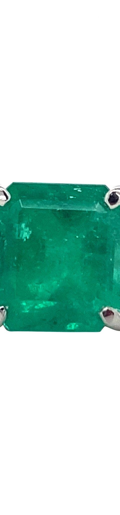 Vintage Platinum Ring with Emerald and Diamond